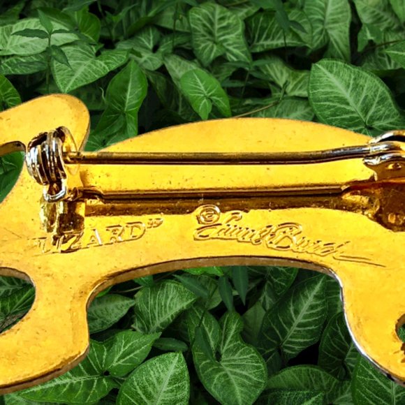 Laurel Burch Lizard Brooch Pin Cloisonne Enamel Gecko Vintage 90's Signed - Picture 6 of 14